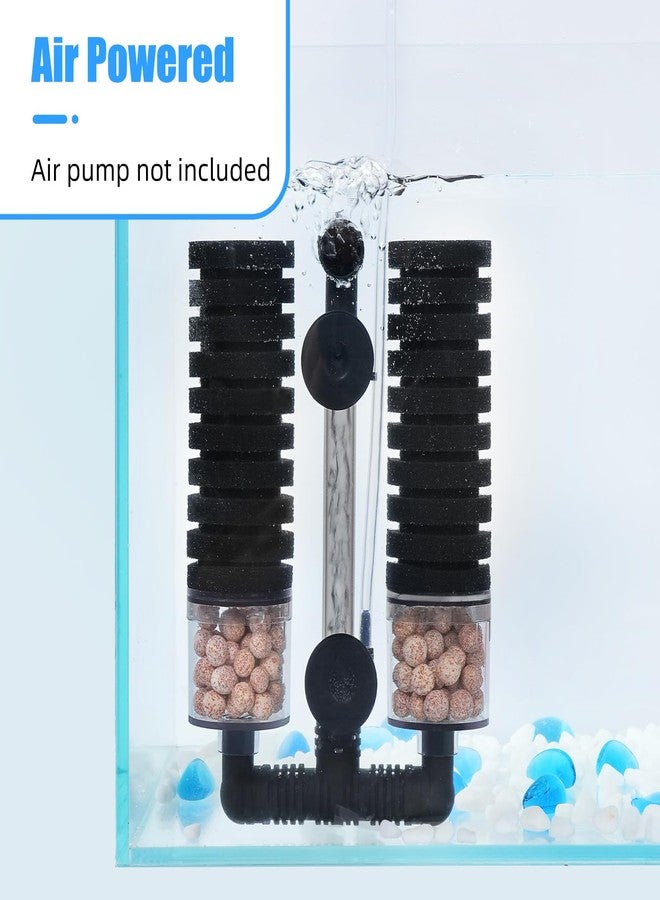 AQUANEAT فلتر إسفنجي يعمل بالهواء من أكوانيت لأحواض السمك، مزود بكرات سيراميك، مناسب لأحواض أسماك البيتا والروبيان الصغيرة، مع إسفنجتين احتياطيتين، بسعة تصل إلى 40 جالونًا. - Image 4